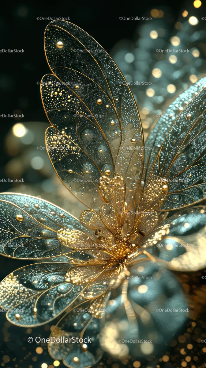 Elegant Golden Fairy Wings with Sparkling Detailing for Fantasy Costumes