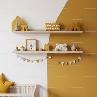 Modern Nursery Decor with Animal Plush Toys and Wooden Shelves