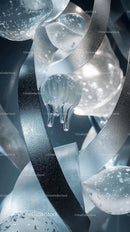 Modern Glass Sculpture Art with Metallic Curves and Globes