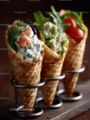 Assorted Ice Cream Cones with Waffle Cones and Toppings