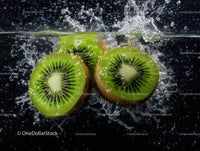Vibrant Fresh Kiwi Slices in Water Under Bright Lighting