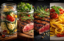 Juicy Grilled Steak with Rosemary and Fresh Pasta with Basil