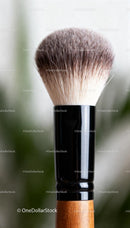 Close-up of soft makeup brush with natural bristles