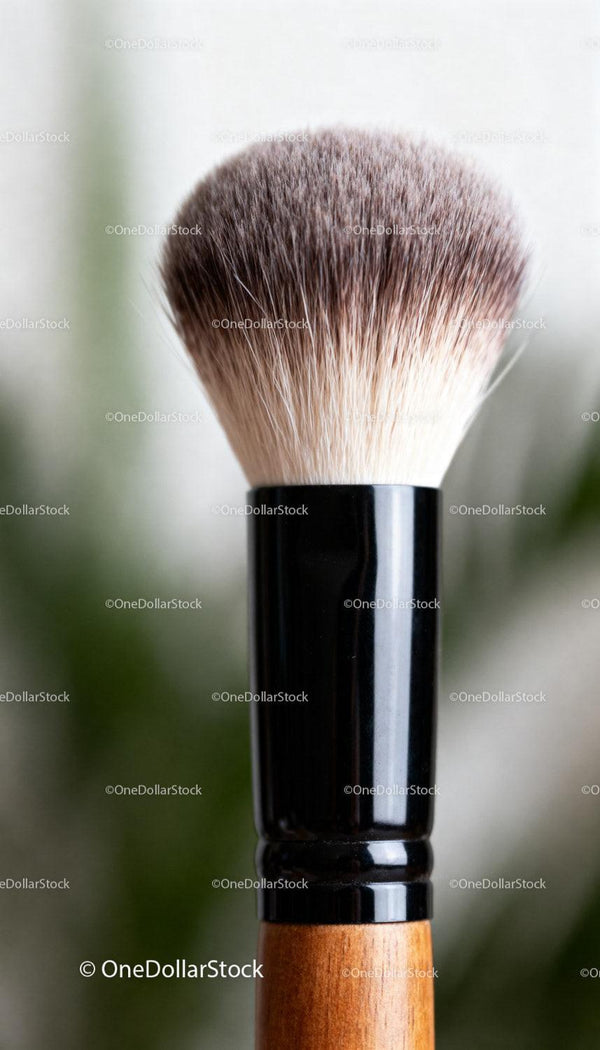 Close-up of soft makeup brush with natural bristles
