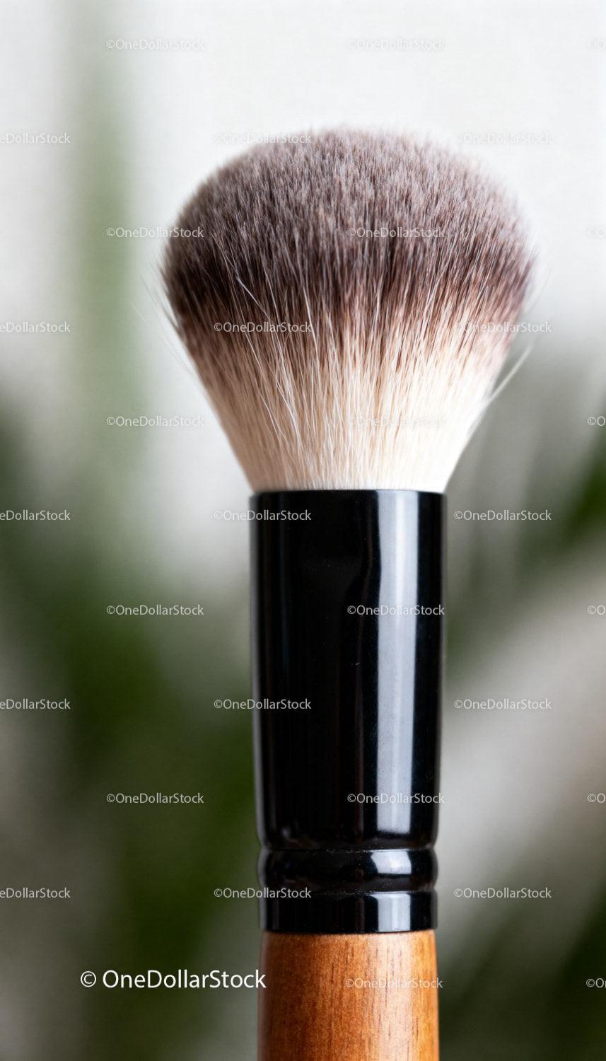 Close-up of soft makeup brush with natural bristles