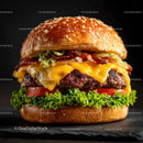 Gourmet Cheeseburger with Bacon and Fresh Vegetables