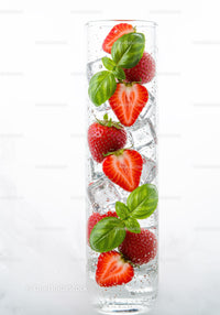 Refreshing Sparkling Water with Strawberries and Basil