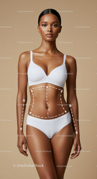 Elegant Woman in White Bra and Shorts Displaying Body Contours