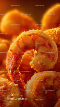 Close-Up of Crispy Breaded Shrimp with Golden Crunchy Coating