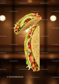 Fresh chicken tacos with avocado and lettuce filling