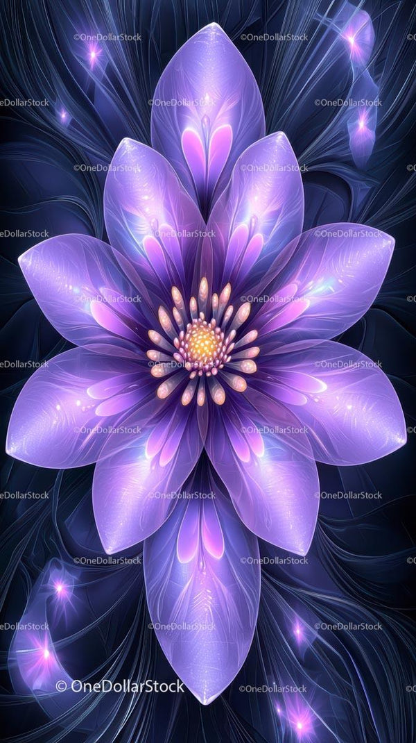 Futuristic Glowing Flower with Neon Petals for Digital Art