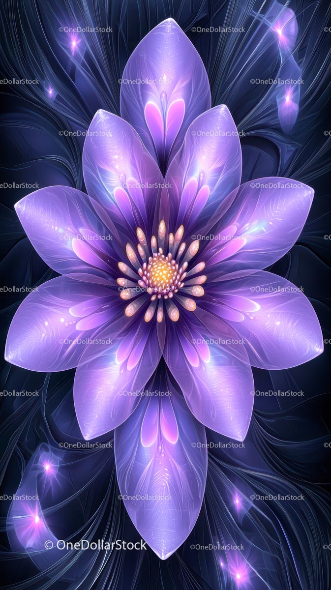 Futuristic Glowing Flower with Neon Petals for Digital Art