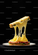 Melting Cheese Stretch on Ham and Lettuce Sandwich