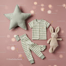 Soft Baby Pajamas Set with Plush Bunny and Star Pillow