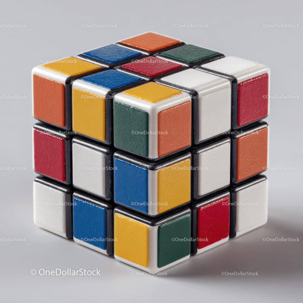 Colorful Rubik's Cube with Vibrant Colored Squares for Puzzle Enthusiasts