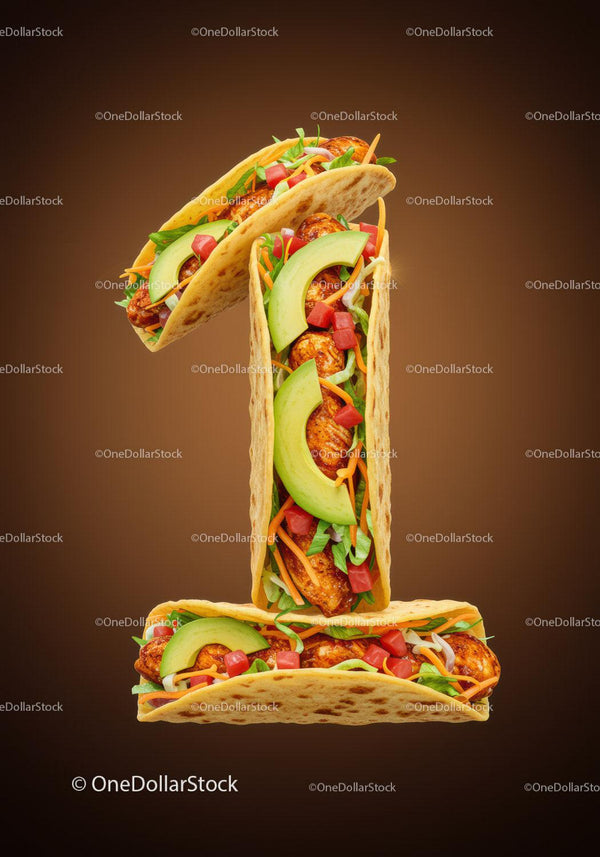 Numer Jeden z Świeżych Tacos z Kurczakiem na Brązowym Tle