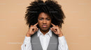 Frustrated Woman Covering Ears with Annoyed Expression