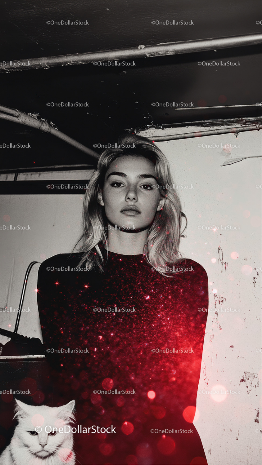 Before and after Red Glitter Photo Overlays effect