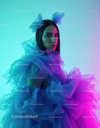 Vibrant Young Woman in Creative Neon Photoshoot