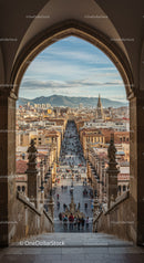 Panoramic View of a Historic European City with Mountain Backdrop
