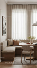 Bright Modern Living and Dining Corner with Wooden Furniture Indoor