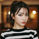 Stylish Young Woman with Bold Eye Makeup and Satin Lips
