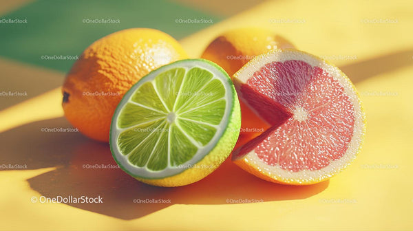 Colorful Citrus Fruits Slices With Juicy Texture and Bright Colors