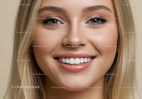 Close-Up of Smiling Young Woman with Clear Skin
