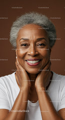 Elegant Elderly Woman with Warm Smile and Gray Hair Portrait