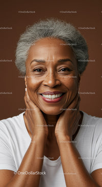 Elegant Elderly Woman with Warm Smile and Gray Hair Portrait