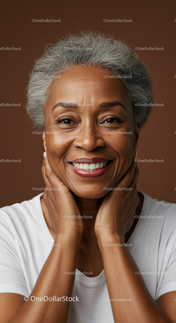 Elegant Elderly Woman with Warm Smile and Gray Hair Portrait