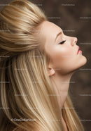 Profile of serene woman with smooth blonde hair