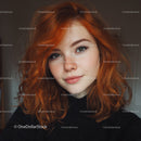 Young Woman with Vibrant Red Hair and Clear Skin Portrait