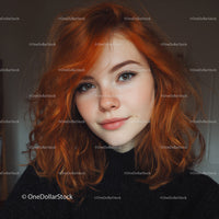 Young Woman with Vibrant Red Hair and Clear Skin Portrait