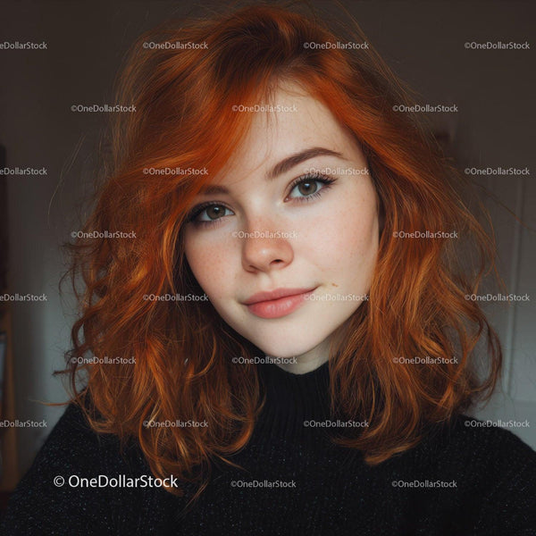 Young Woman with Vibrant Red Hair and Clear Skin Portrait
