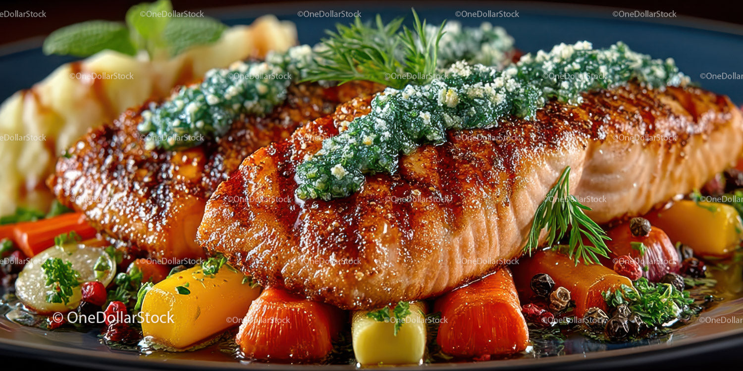 Pieczony filet z łososia z warzywami i ziołami