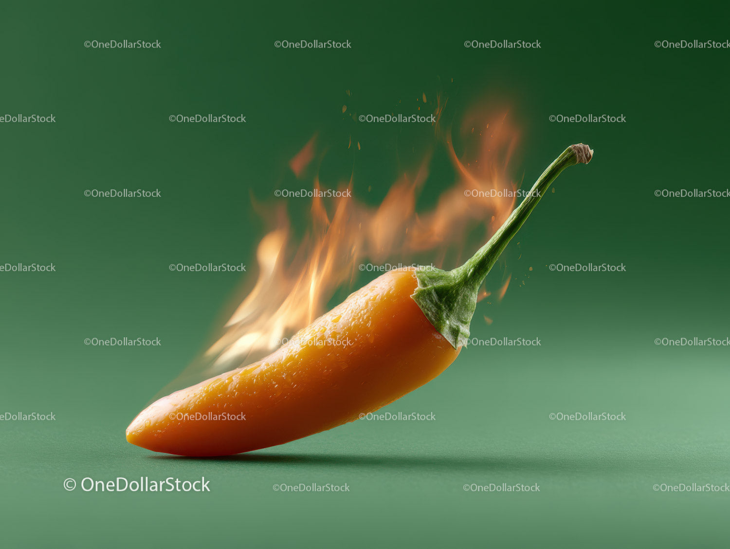 Yellow Chili Pepper on Fire with Intense Spicy Atmosphere