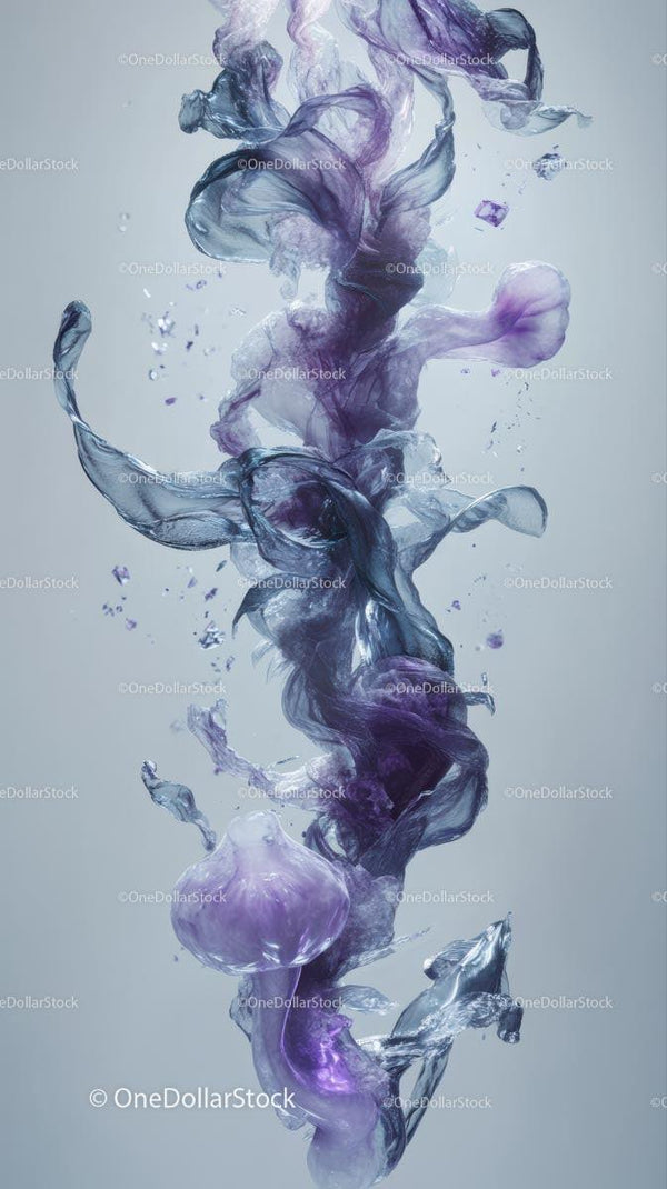 Abstract Swirling Ink in Water with Purple and Gray Tones