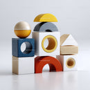 Set of Wooden Geometric Toys Including Rainbow and Shapes for Kids