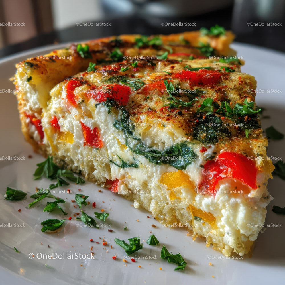 Kolorowa frittata warzywna z czerwoną papryką i szpinakiem