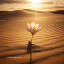 Delicate flower blooming alone in desert dunes
