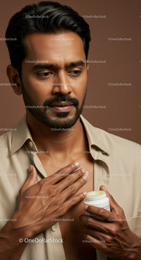 Male Grooming Routine With Lotion Application for Healthy Skin