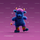 Colorful Furry Mascot with Rainbow Horns Wearing Boots and Smiling