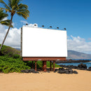Blank Billboard on Tropical Beach with Palm Trees