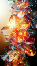 Vibrant Glass Flower Art with Luminous Petals and Abstract Design