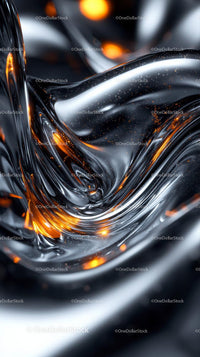 Abstract Metallic Flow with Silvery and Black Tones