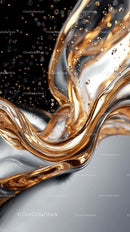 Elegant Gold and Silver Liquid Swirl in Abstract Art