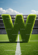 Grass Letter W Standing on Soccer Field Center Line