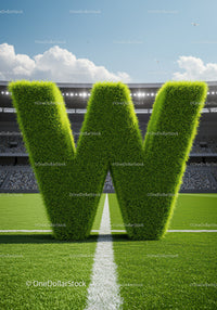 Grass Letter W Standing on Soccer Field Center Line