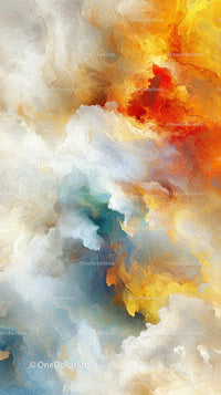 Colorful Abstract Watercolor Art with Vivid Cloudscape